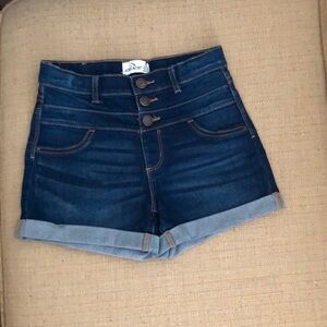 Girls dark blue jeans high waist shorts